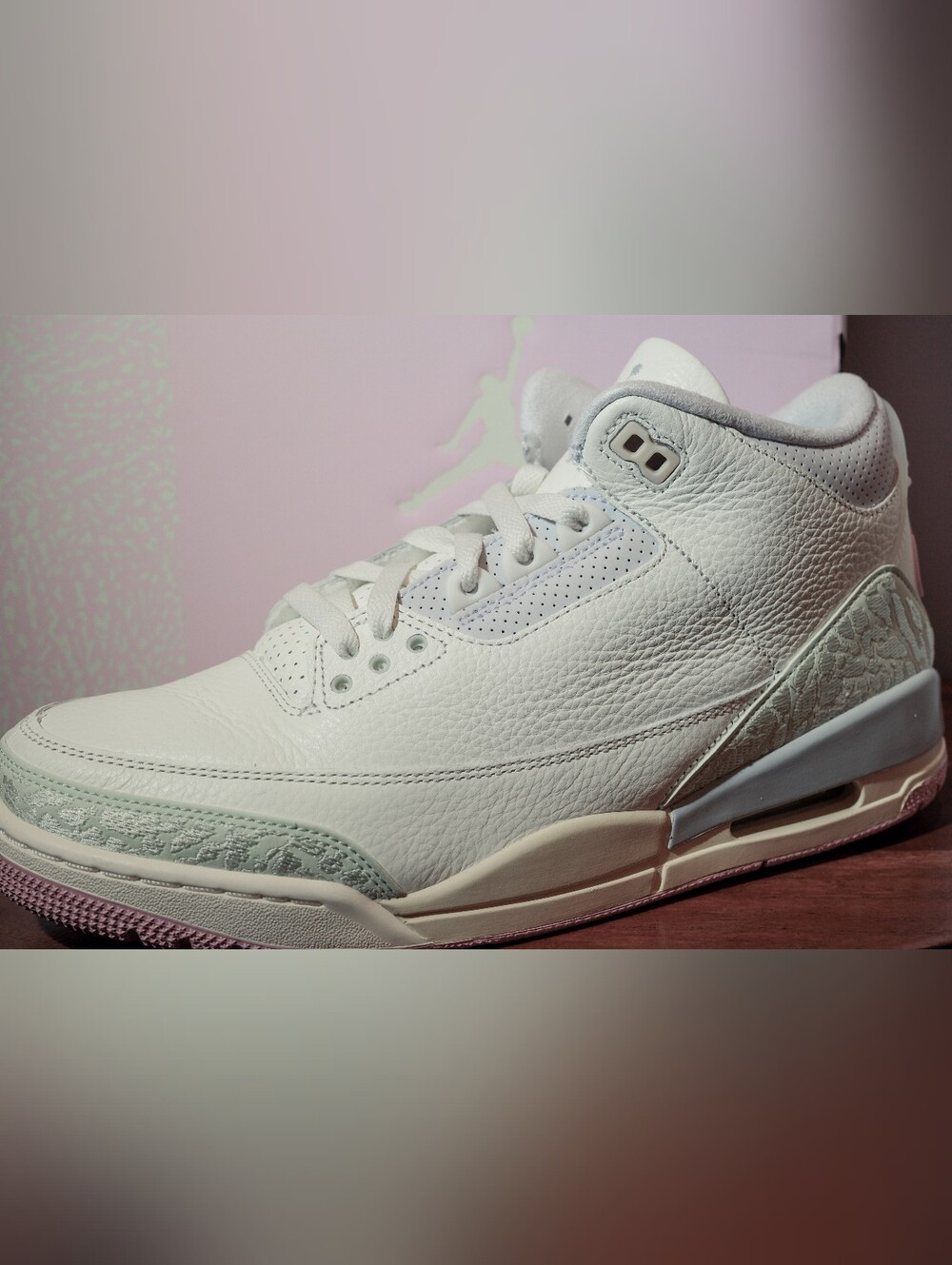 Nike Air Jordan 3 Retro OG Rare Air Sail Jade Aura Pink Size 10 w/ Box Pre-Owned